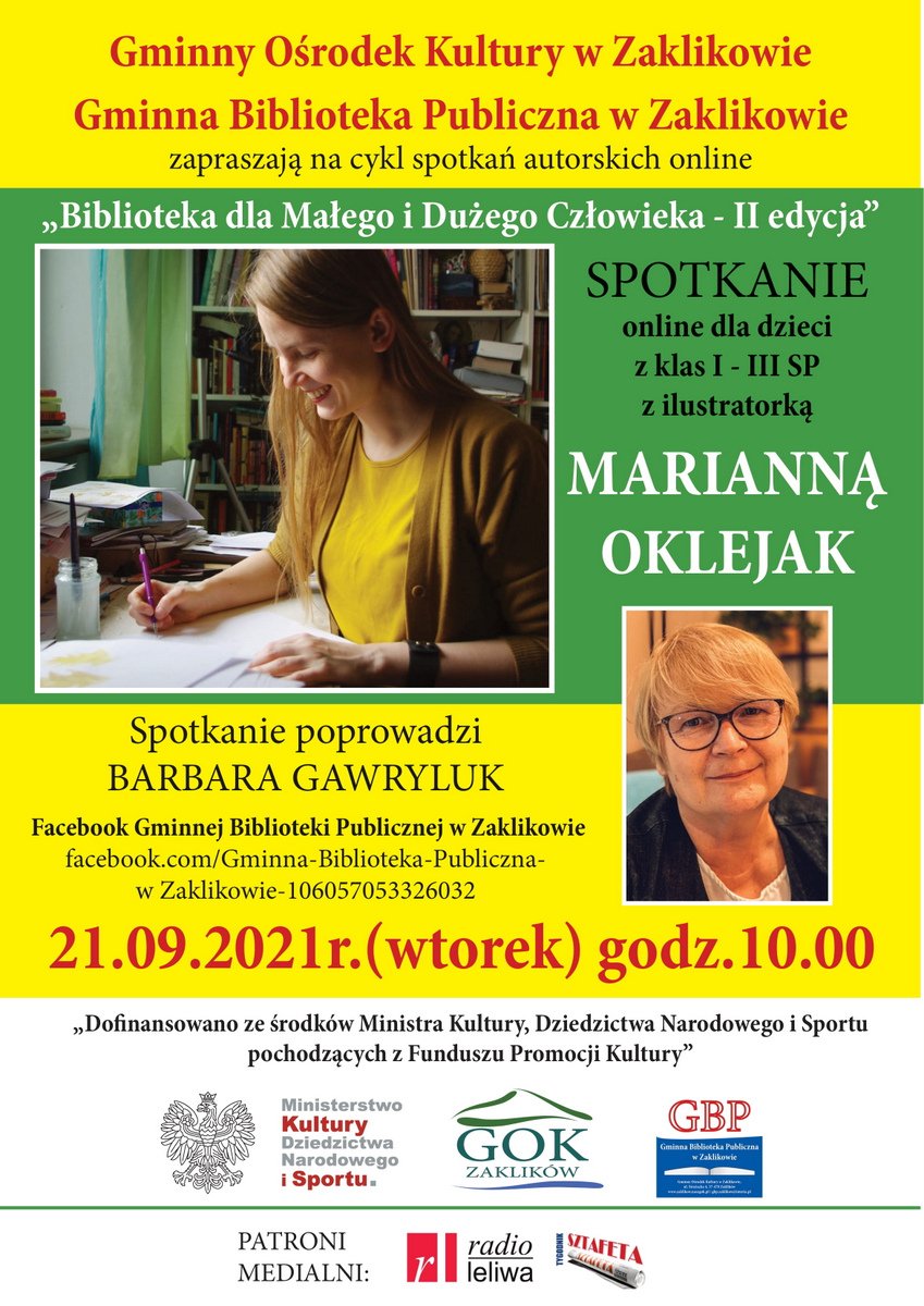 Spotkanie z ilustratorką Marianną Oklejak w Zaklikowie Sztafeta.pl