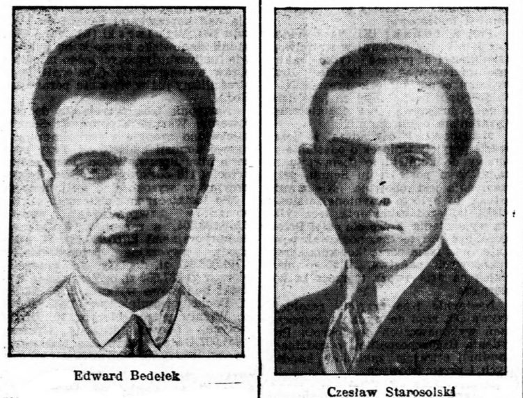 Edward Bedełek i Czesław Starosolski – wizerunki z listu gończego nadkomisarza Strzeleckiego opublikowane w Kurierze Poznańskim w 1929 roku