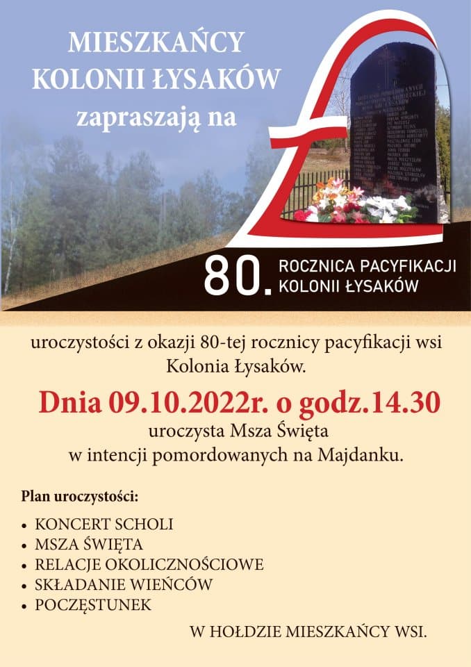 80. rocznica pacyfikacji wsi Kolonia Łysaków