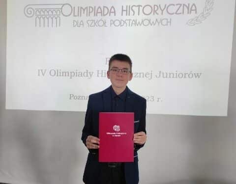 Jakub Długosz, laureat IV miejsca ogólnopolskiej Olimpiady Historycznej Juniorów