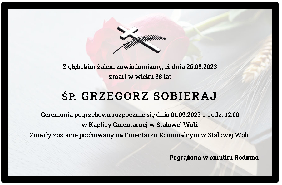 Nie żyje Grzegorz Sobieraj Sztafeta.pl